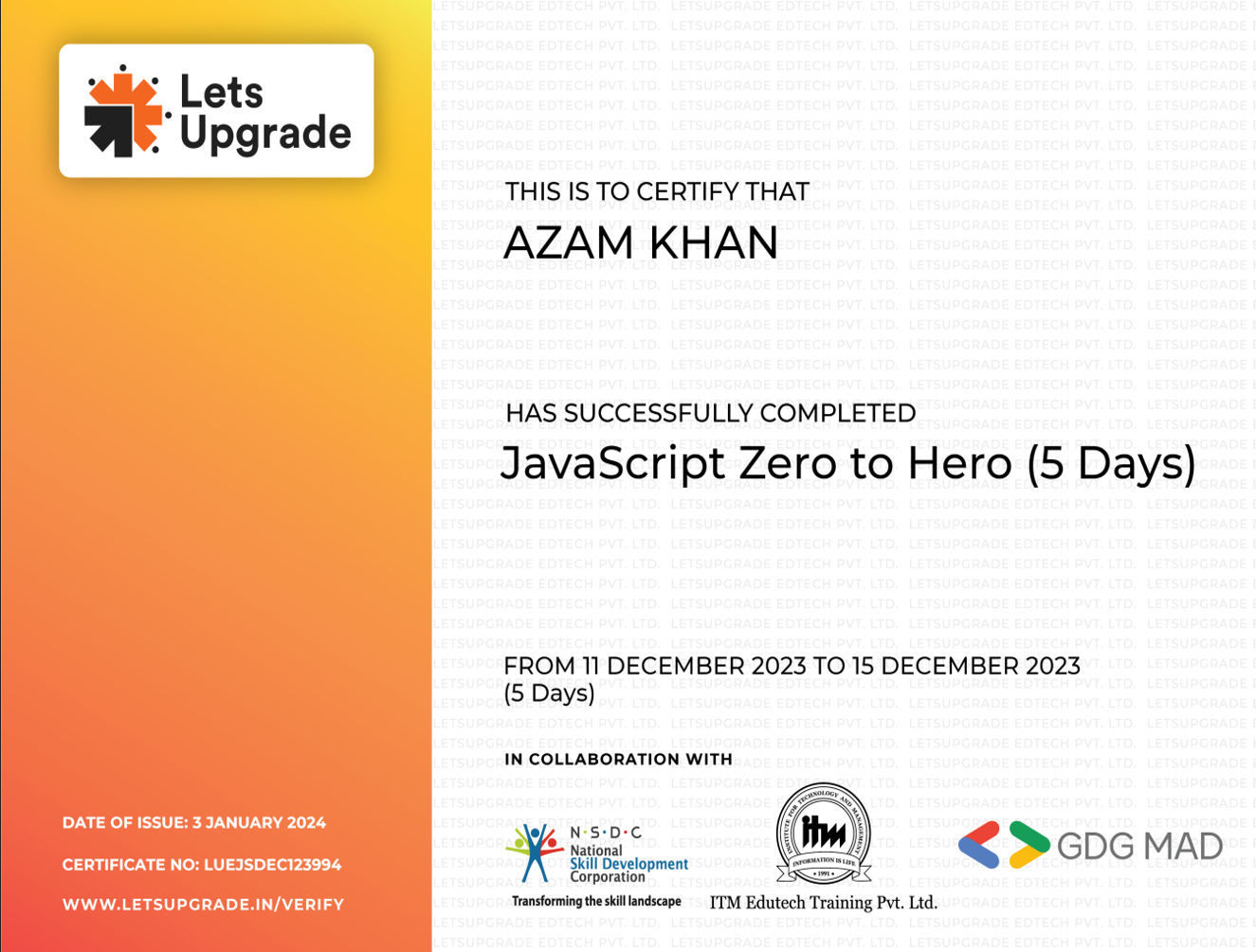 JS Certification