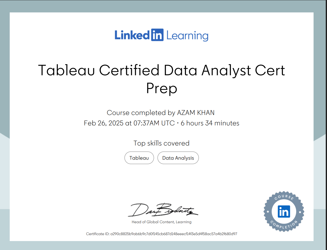 Tableau Certified Data Analyst
